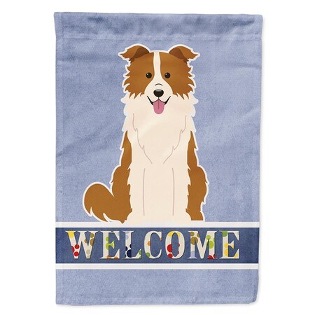 Carolines Treasures Border Collie Red White Welcome Flag Canvas House Size BB5700CHF